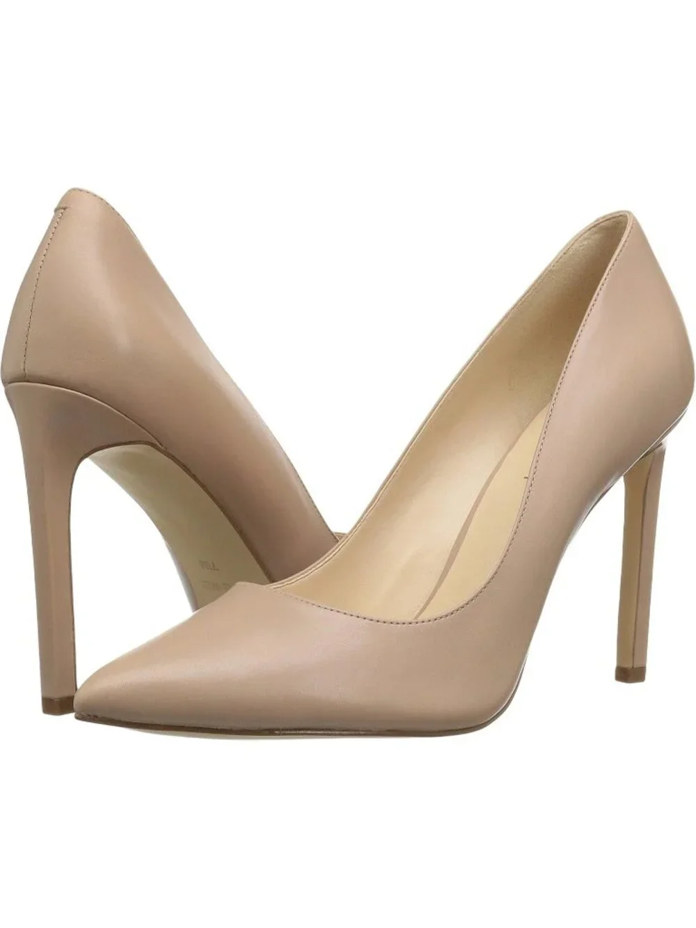 Women Natural Leather Pointed Toe Footbed Tatiana Pump Casual Covered Heel Shoes